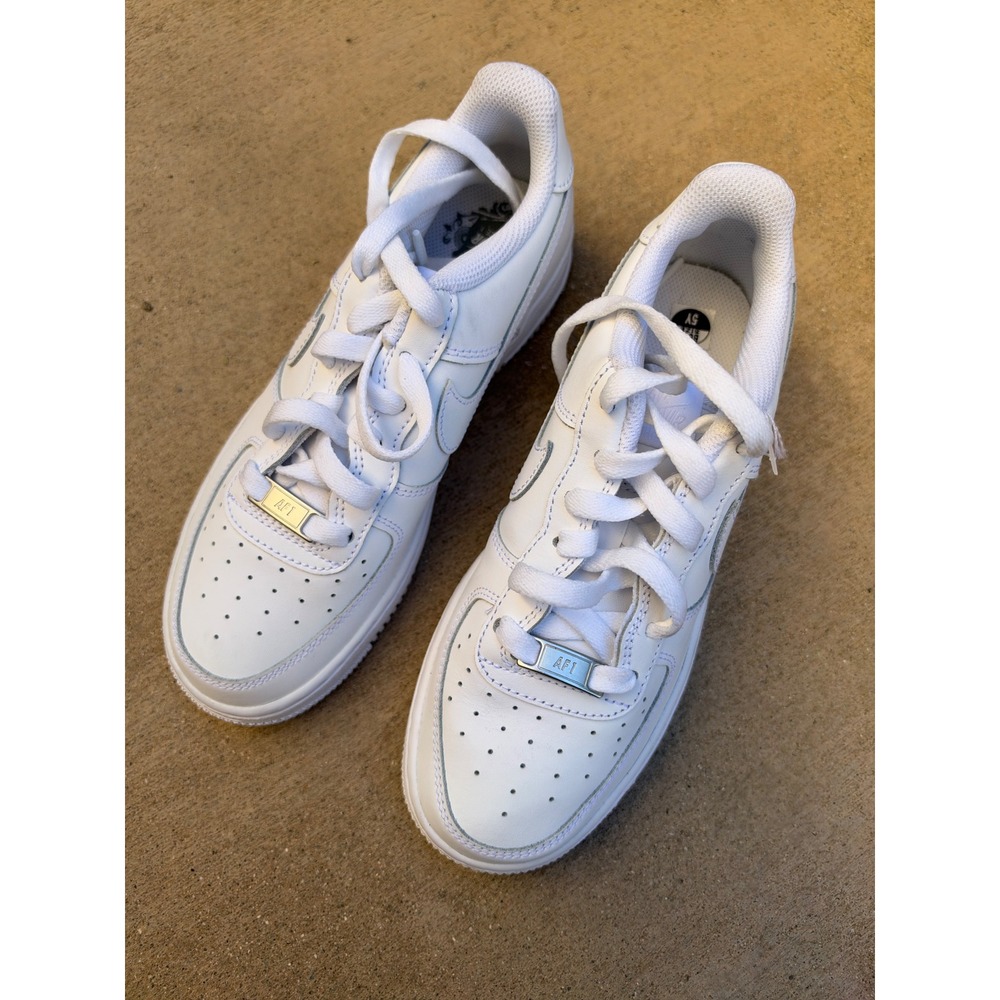 Nike Air Force 1 Low Triple White Leather Sneakers Boys Size 5Y 314192-117